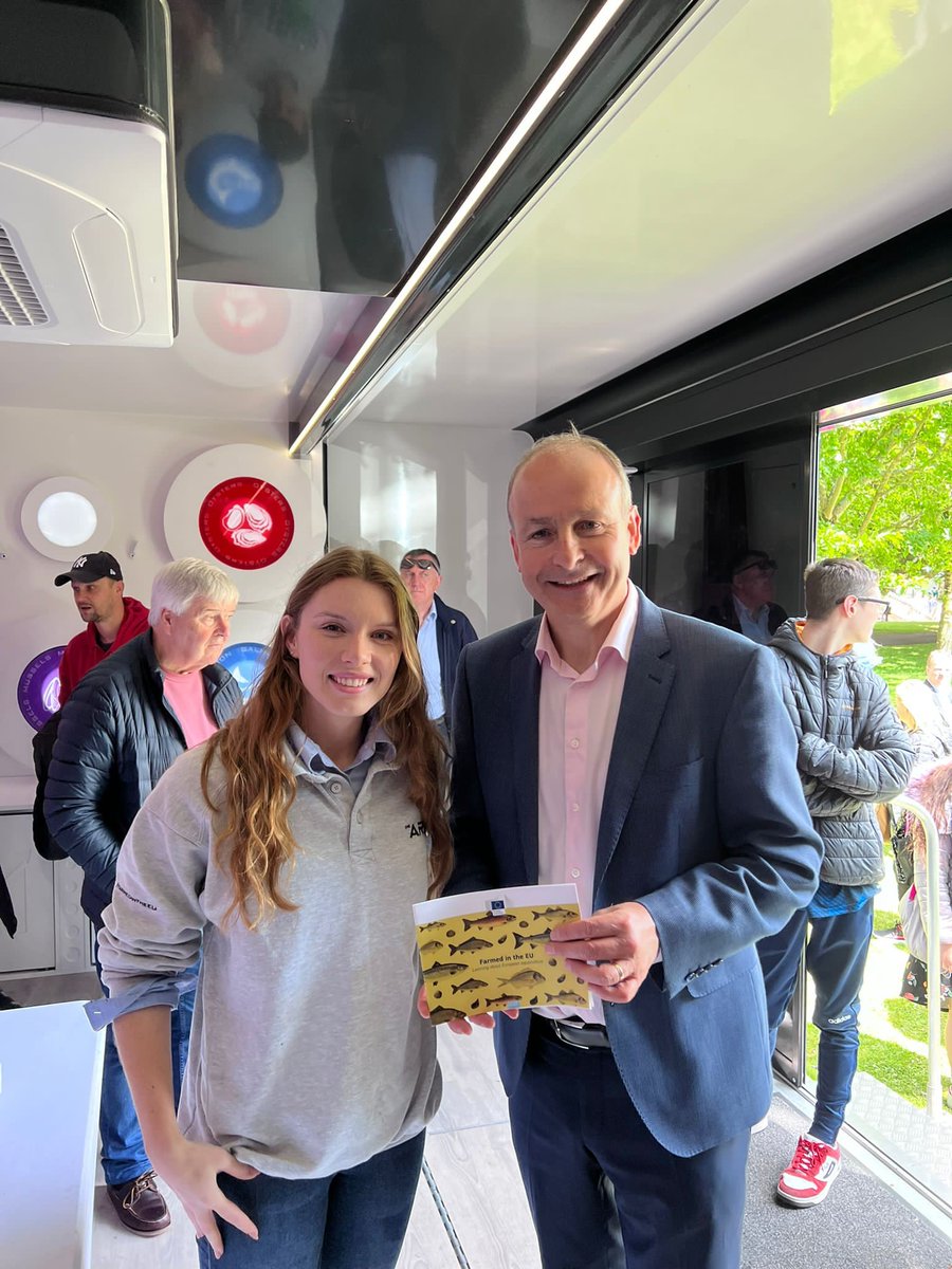 BordIascMhara's tweet photo. An Taoiseach, Micheál Martin, visited BIM's Aquaculture Remote Classroom (ARC) at the Carnival of Science, Cork. One of almost 6,500 visitors over the weekend we spoke to him about species cultured here in Ireland, including mussels and sea urchins.  
#FarmedintheEU #EUinmyRegion https://t.co/vyylXVpMaF