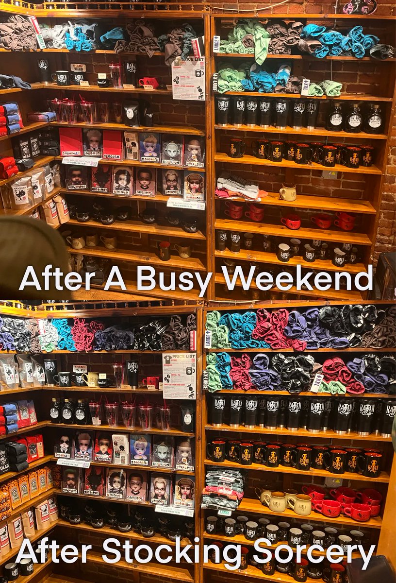 ravencafeph's tweet photo. Did you know people prefer to shop “full-looking” displays? True story. FYI: T-Shirts fully stocked and ready to shop. #giftcorner https://t.co/1nc3S4Dv2m
