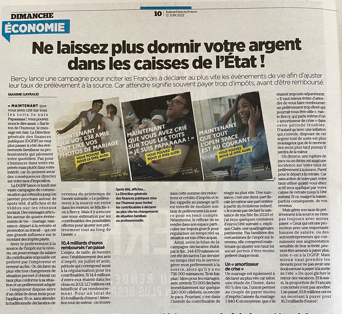📰 Hier, on était dans Le Parisien ! 
Retour sur notre campagne avec le Ministère de l’Économie, des Finances et de la Souveraineté industrielle et numérique, pour les impôts ⬇️