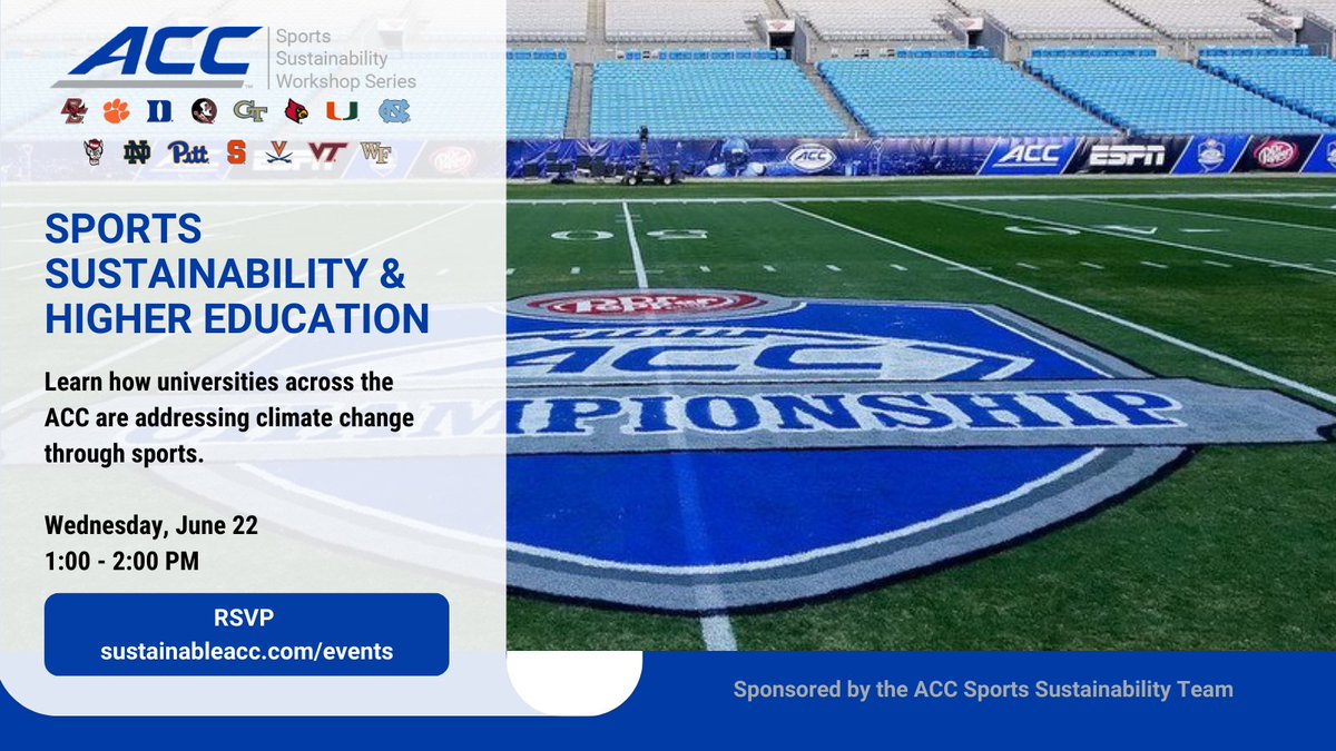 Join our team next week for a virtual event featuring Dr. Casper of <a href="/NCStatePRTM/">NC State Parks, Recreation and Tourism Management</a> <a href="/NCStateCNR/">NC State College of Natural Resources</a> speaking on sports sustainability research.
Learn more and register at sustainableacc.com/events