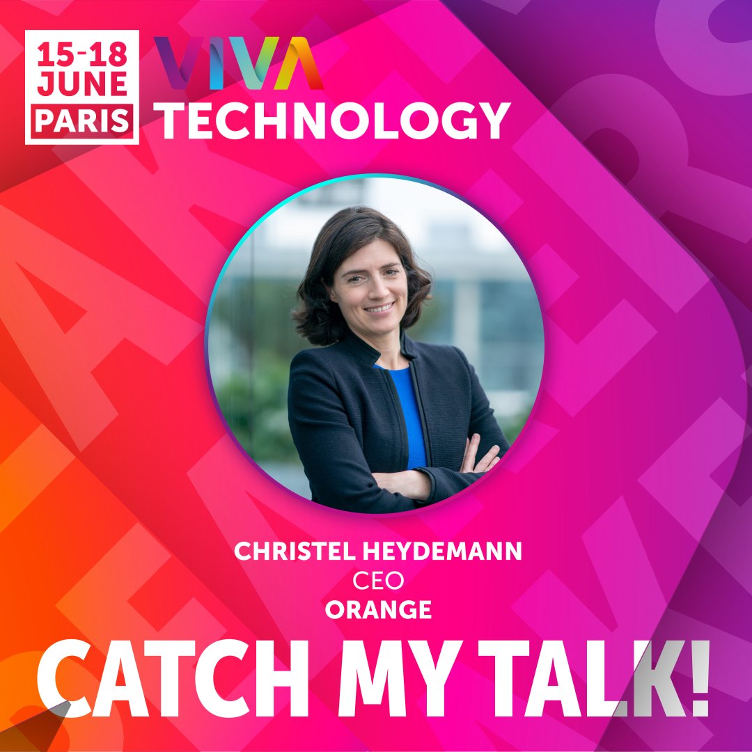 Viva Technology (@vivatech) on Twitter photo #VivaTech is proud to welcome Christel Heydemann <a href="/Cheydema/">Christel Heydemann</a>, CEO @Orange, for a discussion on the impacts of digitization on protection, inclusion & the environment🌍
Digital Will Have the Future We Give it!
Don't want to miss out? Save it to your agenda👇
app.vivatechnology.com/session/d47d41… #VivaTech is proud to welcome Christel Heydemann <a href="/Cheydema/">Christel Heydemann</a>, CEO @Orange, for a discussion on the impacts of digitization on protection, inclusion & the environment🌍
Digital Will Have the Future We Give it!
Don't want to miss out? Save it to your agenda👇
app.vivatechnology.com/session/d47d41…