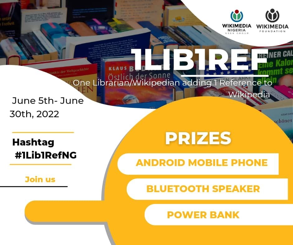 WikimediaNG's tweet photo. The 1Lib1Ref Nigeria is ongoing and a great way to add edit articles and increase your edit counts by just adding citations to articles in need of citations.
Register on the dashboard below and be sure to include #1Lib1RefNG in your edit summary + what you did....for example: https://t.co/YNuGmaXD8G