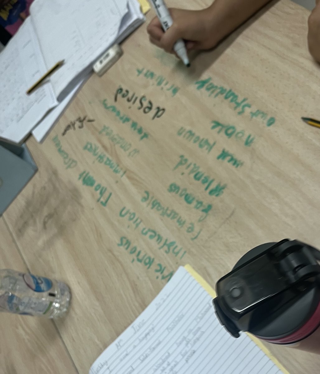 MissLewisSN's tweet photo. Some excellent collaboration during our shared write about @MoSalah today! So many amazing opportunities for AfL whilst using @padlet and I absolutely loved turning our tables into 'magpie tables' #fluentthinking @HPLedu @Talk4Writing @GEMSRDS https://t.co/zlsO6q6S9P