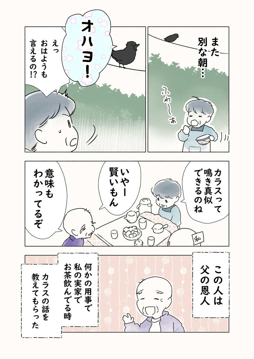 #漫画が読めるハッシュタグ   #山のお話  カラス編

1話と2話を編集・増量しました。
カラスの賢さと、それゆえの狡猾さについて。
(1/2) 