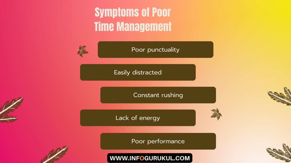 infogurukuledu's tweet image. Symptoms of Poor Time Management!

Do you want to improve your time management?
Join us now.
#timemanagement #timemanagementskills  #timemanagementproblems #timemanagementissues #timemanagementtraining  #selfgrowth #selfgrowthjourney #selfgrowth🌱 #selfgrowthjunkie
