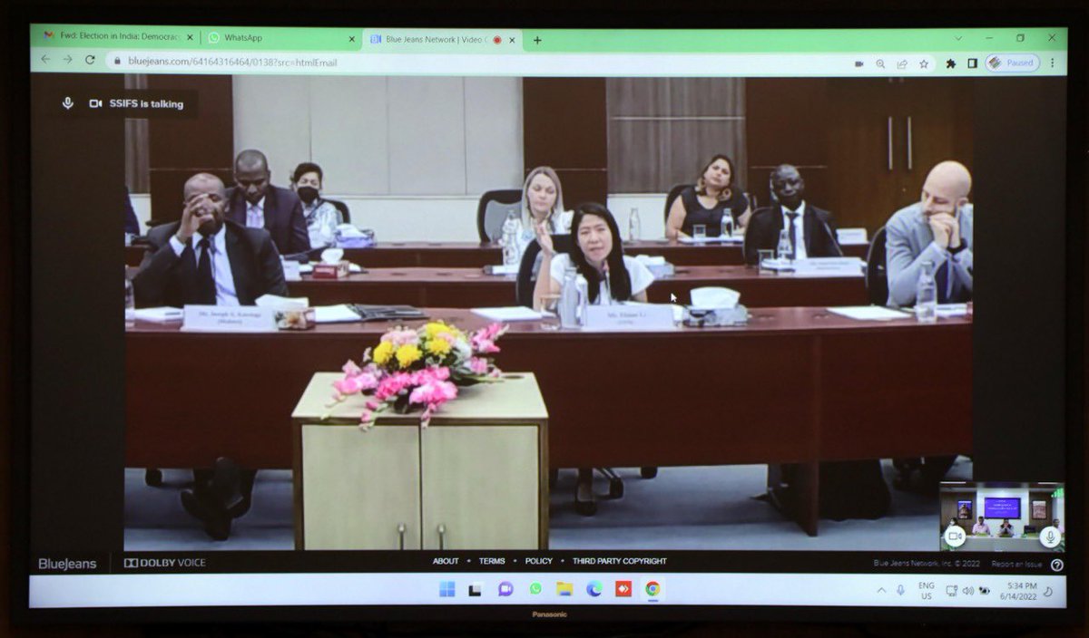 ECISVEEP's tweet photo. Secretary General Shri Umesh Sinha along with senior ECI officials addressed the participants on ‘Elections in India: Democracy in Action’. The virtual session was organised by @SSIFS_MEA as part of their 5th Familiarisation  Programme for Resident Diplomats. https://t.co/K4kQBJZaGK