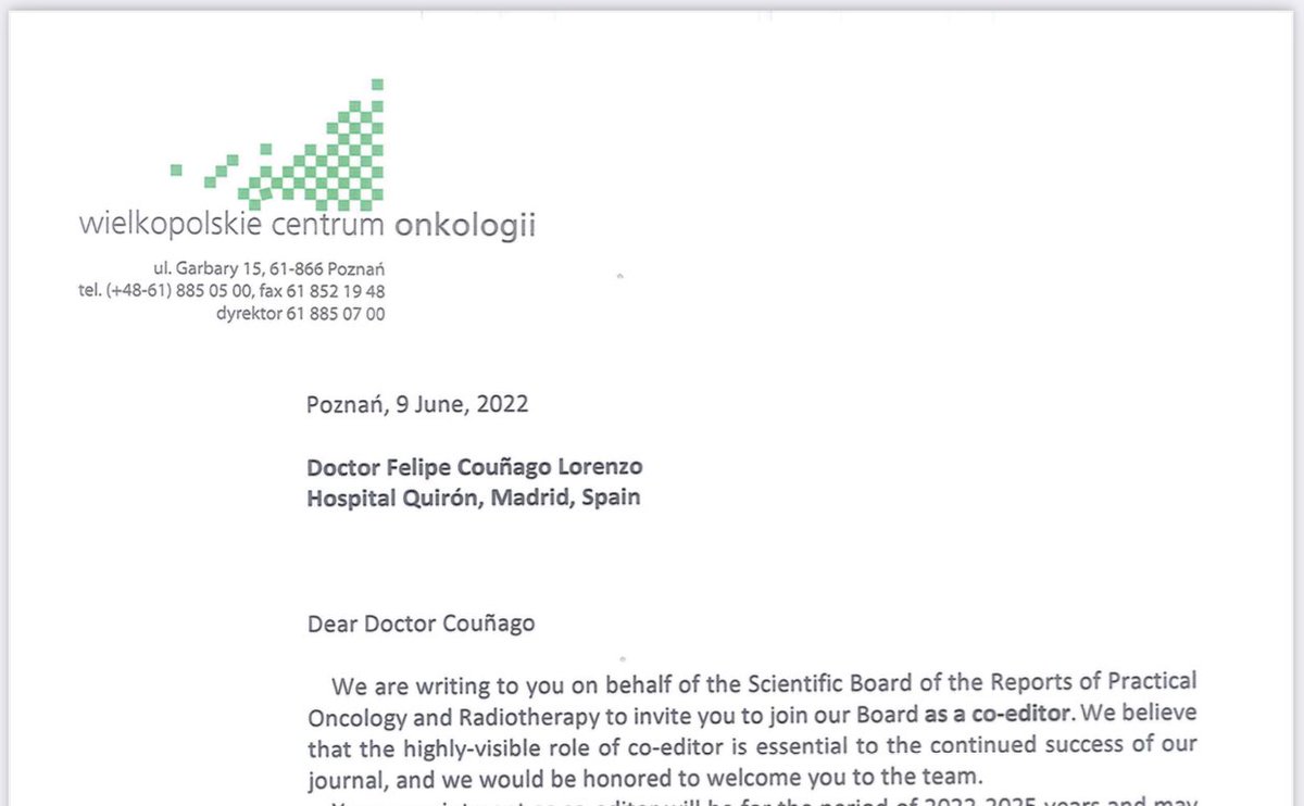 fcounago's tweet photo. ➡️ Muy agradecido a @JulianMalicki  y el comité científico, por invitarme a ser Co-Editor de #RPOR . 

‼️Todo un honor ‼️

➡️ Espero poder ayudar a mantener el éxito de la revista 

https://t.co/M5qTfdpZU9 https://t.co/O6o83z97Rg