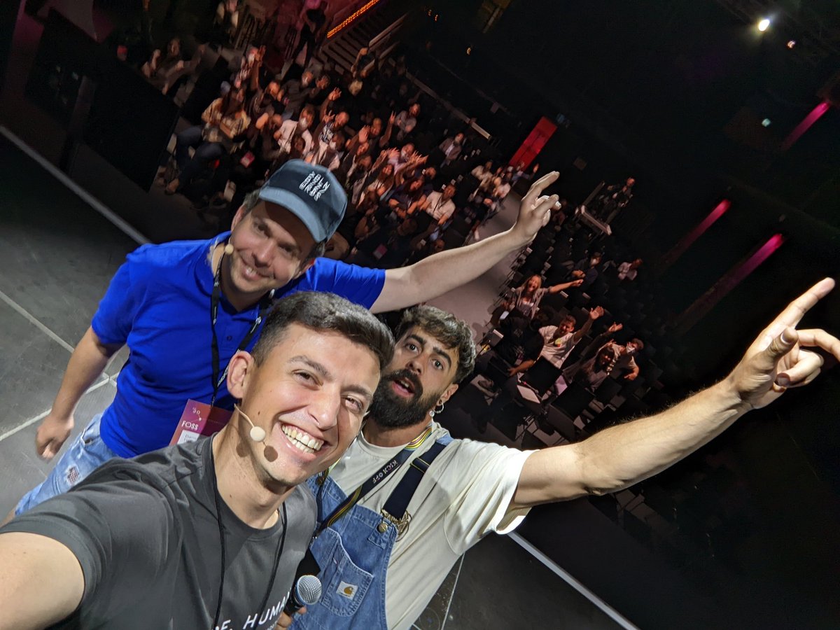 Great to be on stage again with <a href="/dhalfageme/">Dani</a> <a href="/panispanizo/">Álvaro Panizo</a> <a href="/EmpathyCo_/">Empathy.co</a> Let's have some fun <a href="/berlinbuzzwords/">@berlinbuzzwords@floss.social</a> !! 🍻🍻🇩🇪🇩🇪
