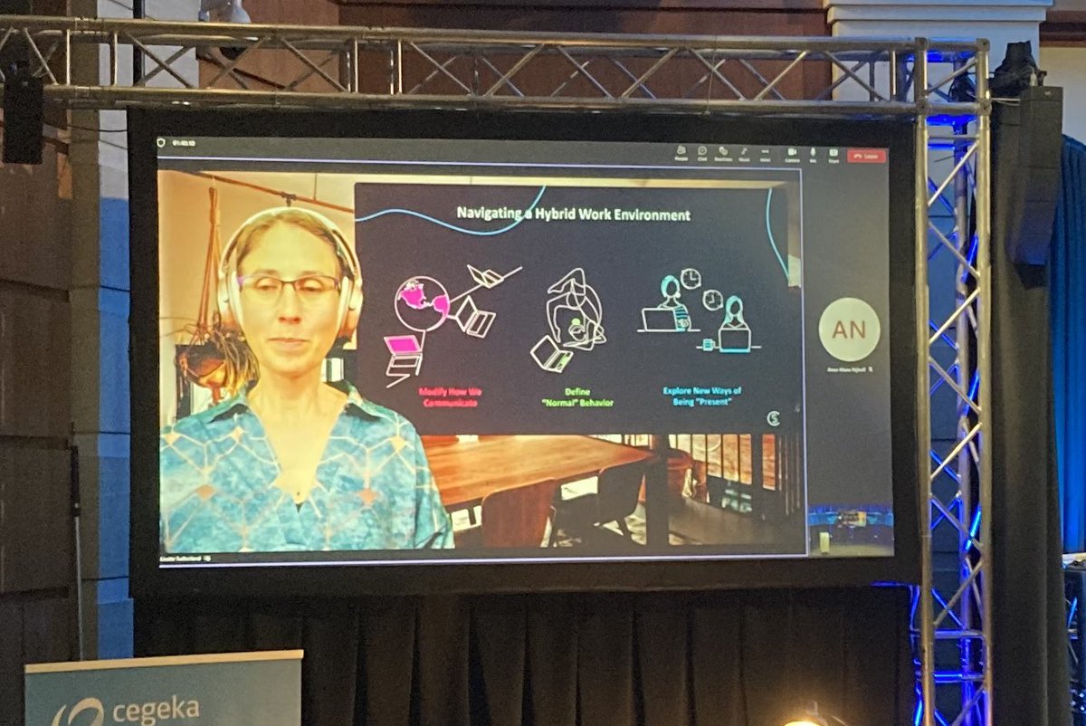 The future of work is choice. Great talk on hybrid work environments by Lisette Sutherland <a href="/lightling/">elizabeth</a>. Delivered remotely. #ScaBru