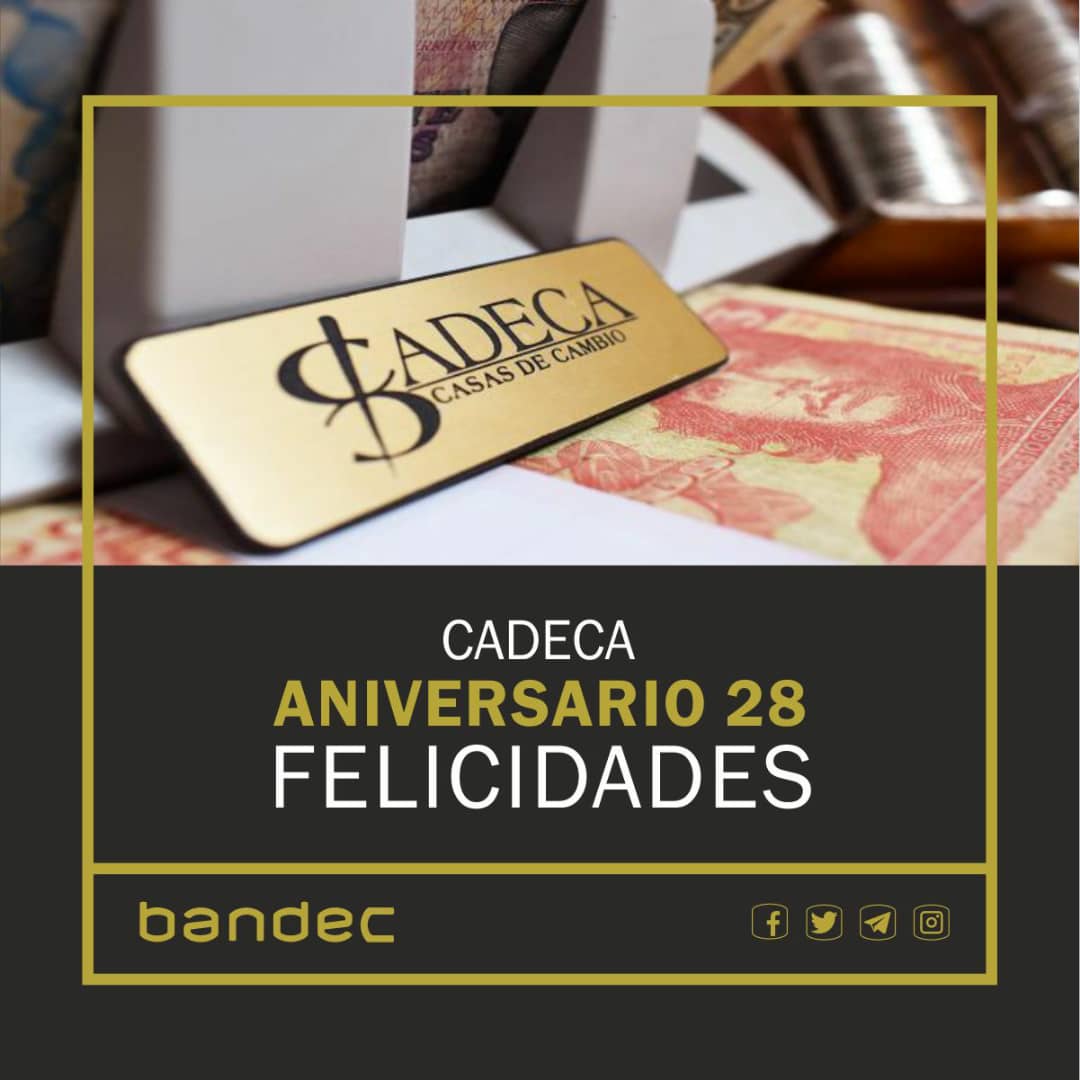 #BandecFelicita en el Aniversario 28 de la creación de Cadeca a todos sus trabajadores y directivos, muchas felicidades por tantos éxitos logrados, por la perseverancia, honestidad y los buenos valores en su labor. 
Tengan un Feliz Aniversario.
#BancariosCubanos