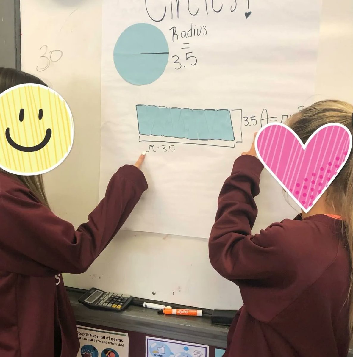 K1Education's tweet photo. #KidsFirst coach Joy Darley recently visited Mr. Watkins and his 7th grade students at Hubbertville High School. Joy provided ongoing support by using a conceptual model to make sense of the area formula for a circle! #KidsFirstAlways #MathMatters #KnowtheWhy #hqimmatters https://t.co/LkkreWZ9PG