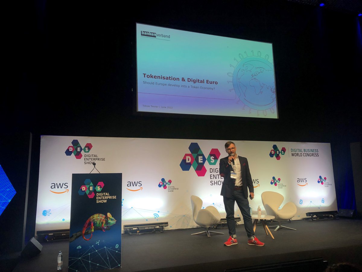Should Europe develop into a #Token Economy? Our Head of Digitalisation <a href="/tobilinius/">Tobias Tenner</a> answered this question at #DigitalEnterpriseShow <a href="/DES_show/">#DES2026</a>: "Europe can only stay competetive if it works on its industry's #tokenisation. Digital and monetary sovereignity are key."
#DES2022