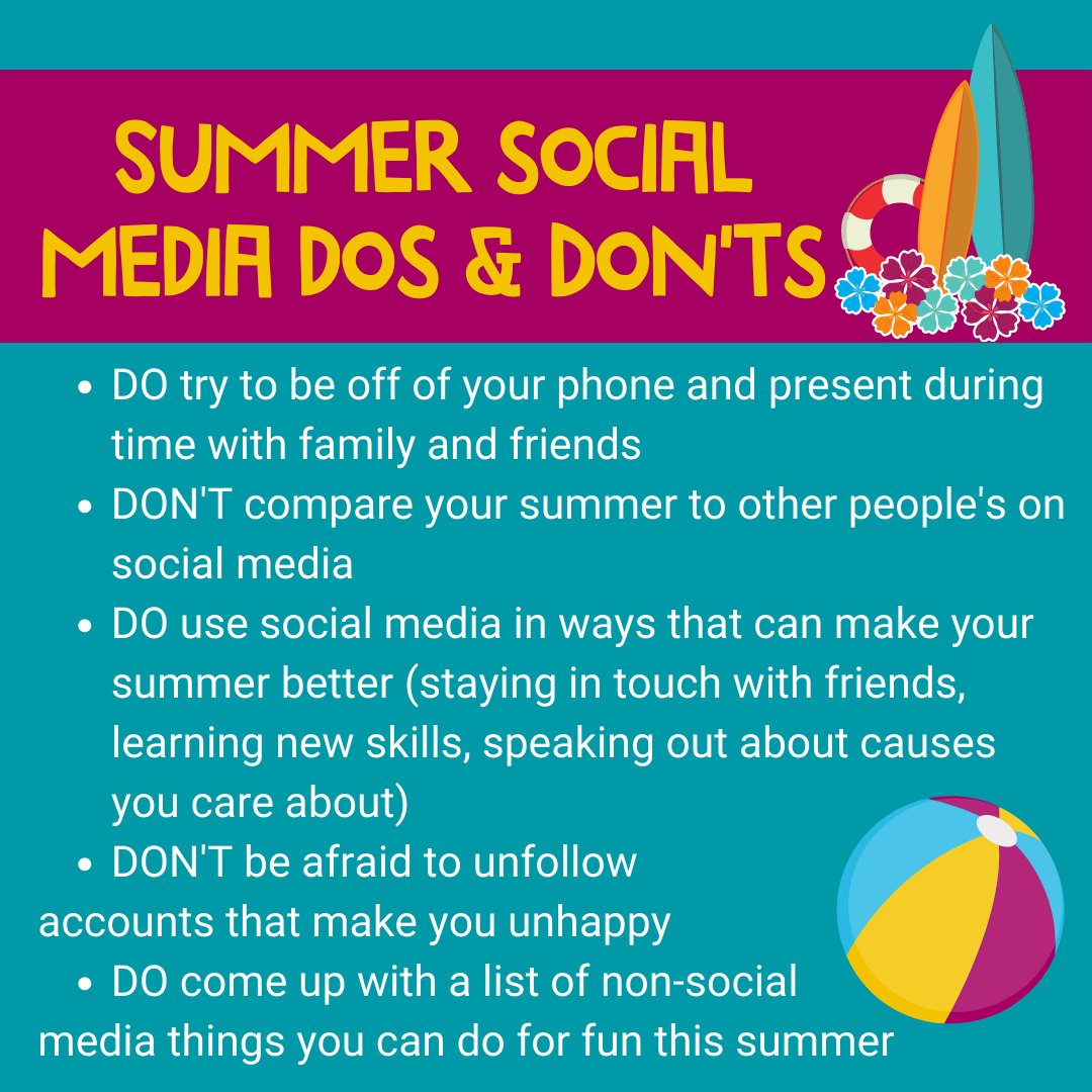 Summer is right around the corner! Take some time to evaluate your relationship with social media to make sure you are using it in the way that's best for you! Not sure where to start? Use these Dos and Dont's as guidelines for how you want to use social media!