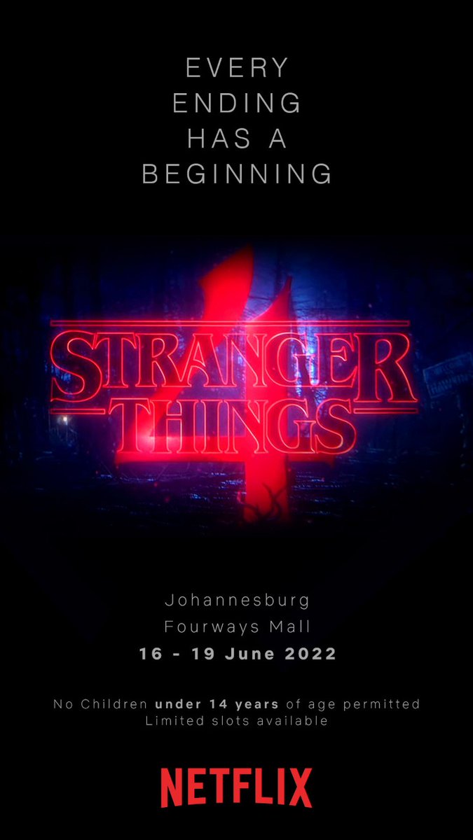 NetflixWatchClb's tweet photo. Journey with us from the 16th of June to Fourways Mall, Johannesburg for an *Exclusive #StrangerThings experience unlike any you've seen before. 
Hosted by @NetflixSA 

˙ǝpᴉs ɹǝɥʇo ǝɥʇ uo noʎ ǝǝs
#StrangerThings4 https://t.co/B9vz54xZc7