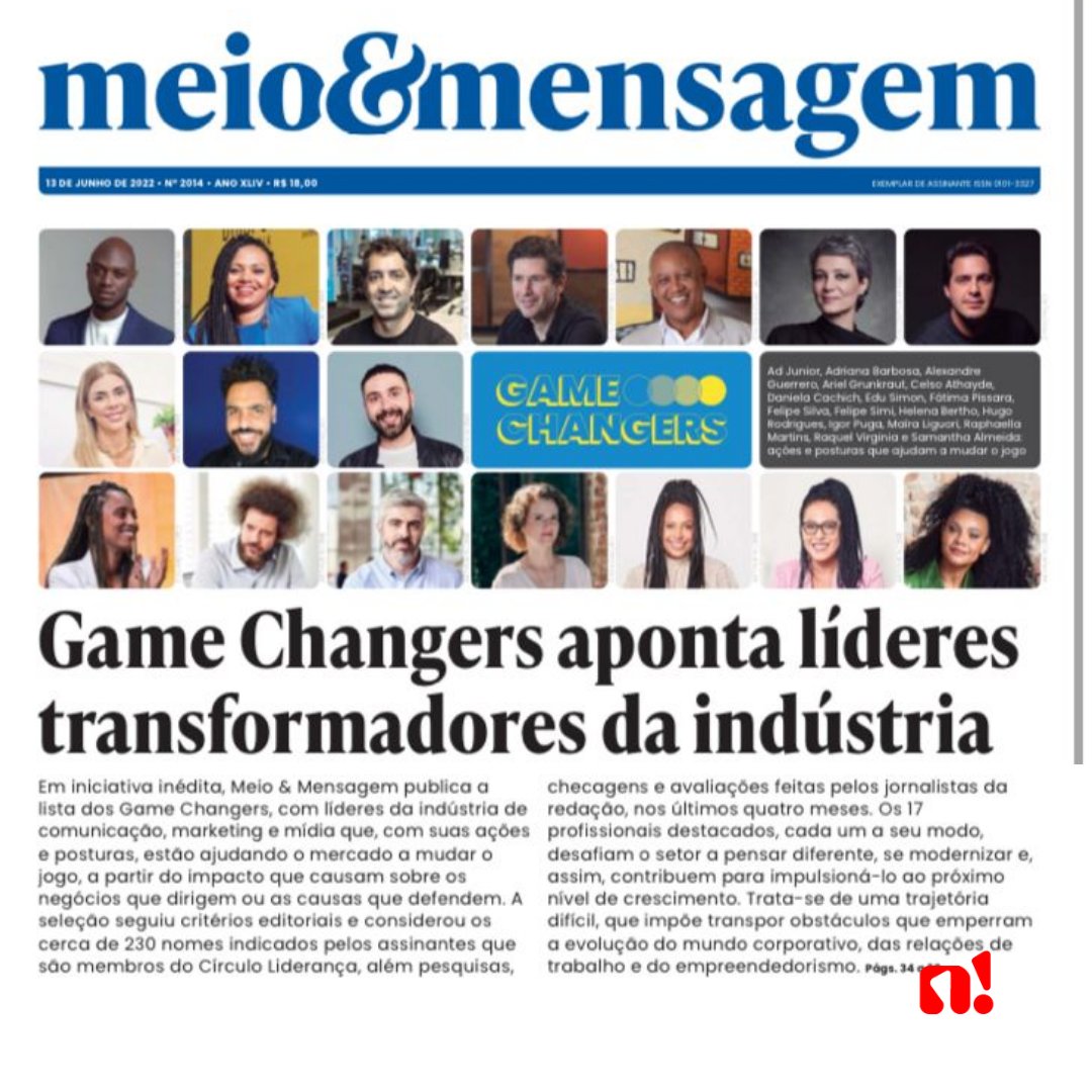 nhai360's tweet photo. Gratidão!
Essa é a palavra de hoje!
Ter a nossa CEO Raquel Virgínia (@oficialraquel) presente na primeira lista de Game Changers: Transformadores que mudam o jogo da indústria da (@meioemensagem) - é uma honra ela estar nessa lista ao lado de tantos outros profissionais geniais https://t.co/Hok8Vbop1q