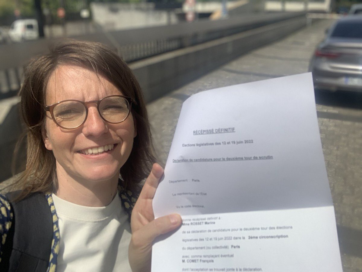 MarineRosset's tweet photo. ✅ Ma candidature pour le second tour des élections législatives dans la 2ème circonscription de Paris est officiellement déposée.

En avant pour l’union de la gauche et des écologistes dans les 5e, 6e et 7e arrondissements de Paris ! 
#circo7502 #nupes #legislatives2022 https://t.co/drLqLgr5eM