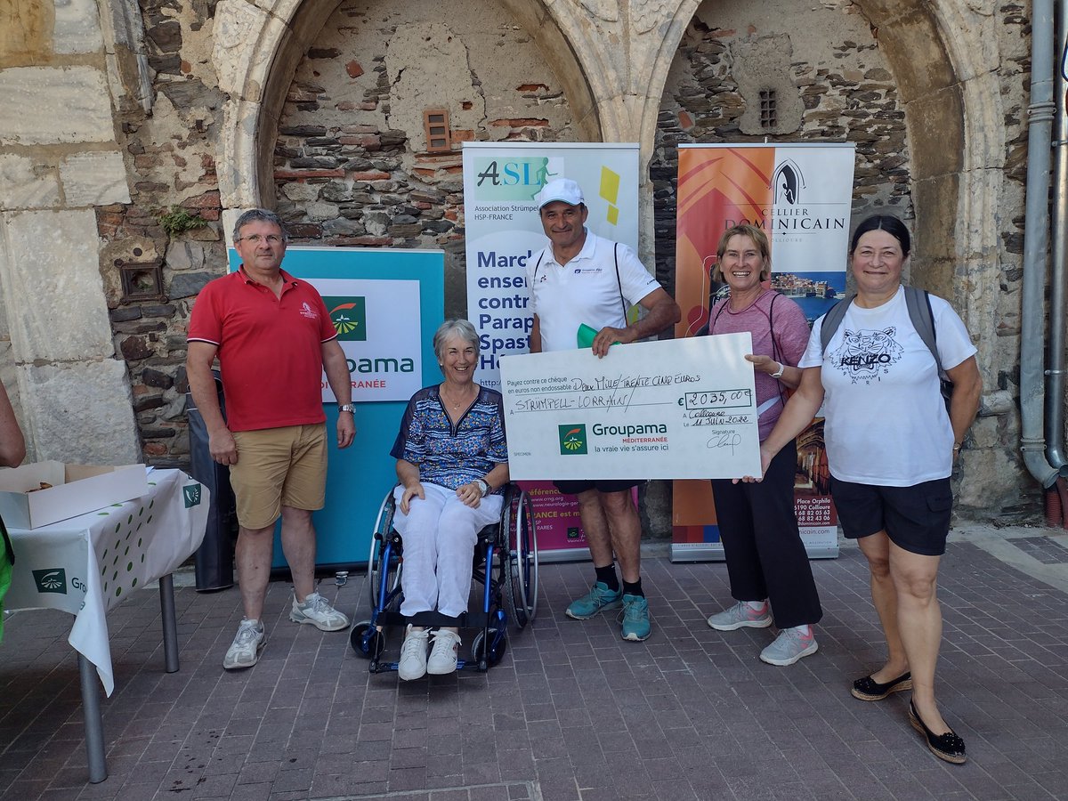 DominiqueDurini's tweet photo. @GroupamaMed #Fondation Groupama   a organisé la balade solidaire au profit de l'association Strumpell Lorrain samedi 11 juin 2022 dans la magnifique ville de Collioure. Les élus ont remis le chèque à Mme Ribot, représentante de l'association des  P.O. https://t.co/maI8tTeFp9