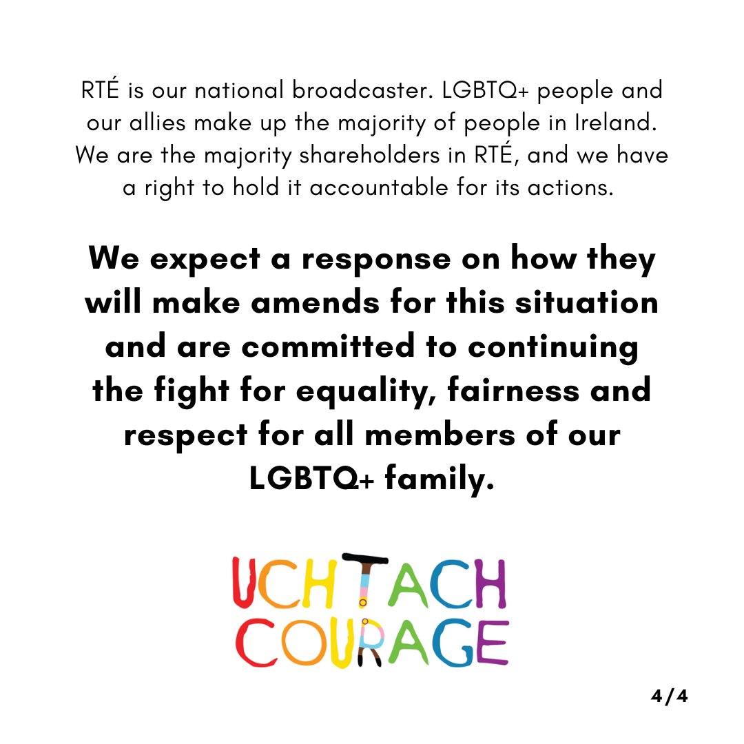 Dublin LGBTQ+ Pride's statement on termination of media partnership with RTÉ.