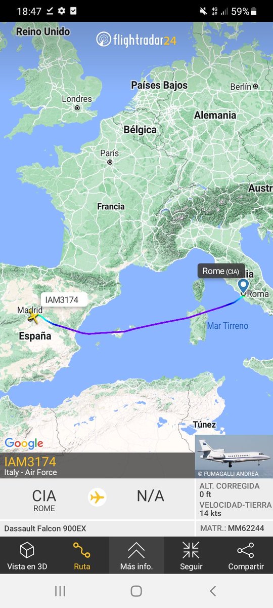 MilRadar's tweet photo. 🇮🇹 @ItalianAirForce Falcon 900 EX #MM62244 aterriza en #Torrejón procedente de #Roma https://t.co/BbWd7dEcVo
