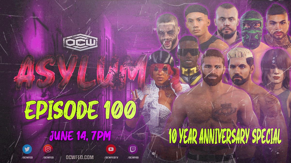 ocwfed's tweet photo. Join us Tonight 6:30 PM LIVE EST

https://t.co/UtbOOytP5L 
OCWFED: Asylum 100
10 Year Anniversary!

Missed out on the stream?
8:00PM ET
https://t.co/eeck4e2umL

#ocwfed #WWE2K22 https://t.co/MX99E5pLZs