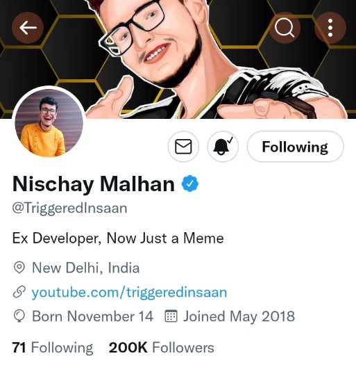 triggered_anu_'s tweet photo. Congo our king for 200k ❤️❤️!!.. just keep growing like this ✨..it's feels so good to see u growing nd shining every day ❤️ @TriggeredInsaan https://t.co/5xn8CqqpiI