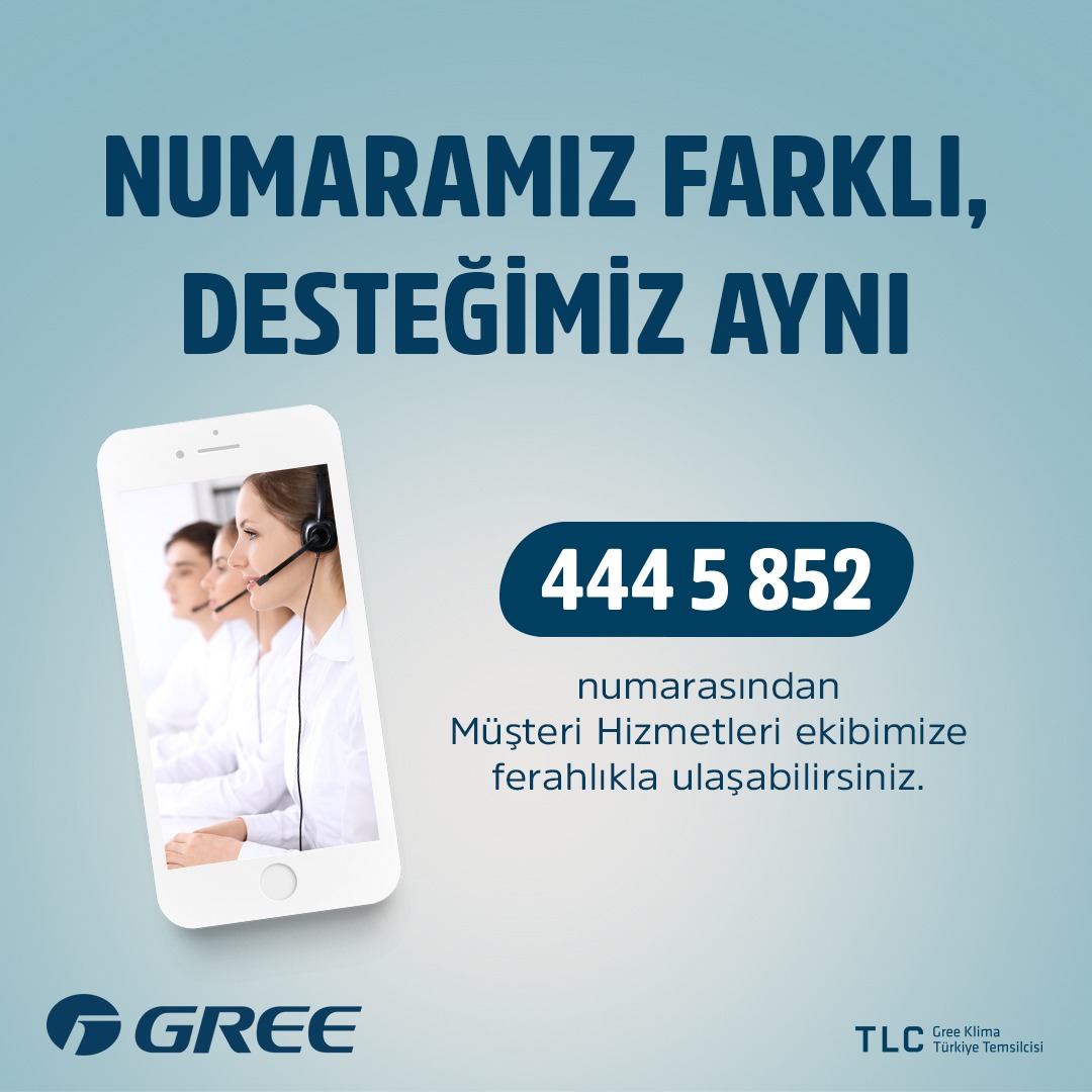 tlcklima's tweet image. 444 5 852 numarasından Müşteri Hizmetleri ekibimize ferahlıkla ulaşabilirsiniz.

#GreeKlima #TLCKlima