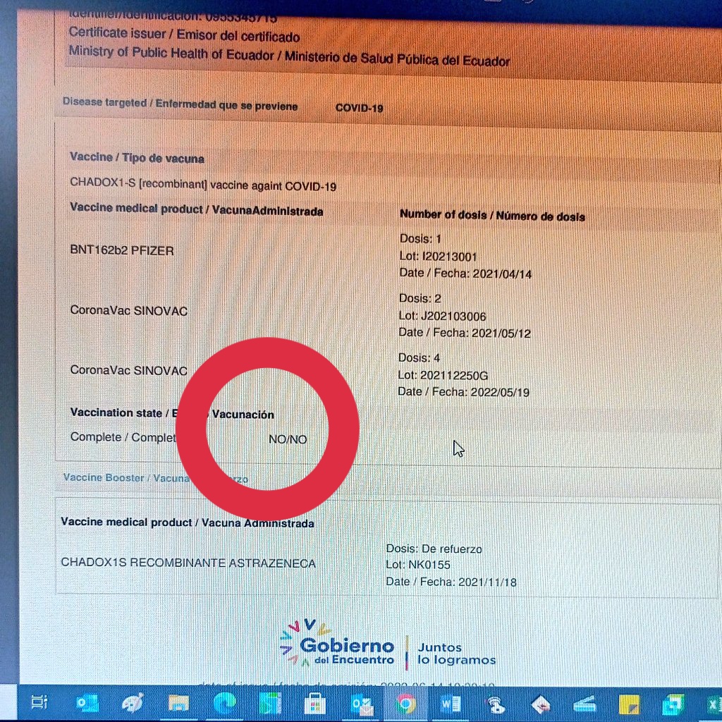 #PlanVacunación favor que alguien me ayude con una inconsistencia en el certificado de vacunación, tengo las 4 dosis y sin embargo en ESTADO DE VACUNACIÓN EN DOSIS COMPLETA indica NO/NO