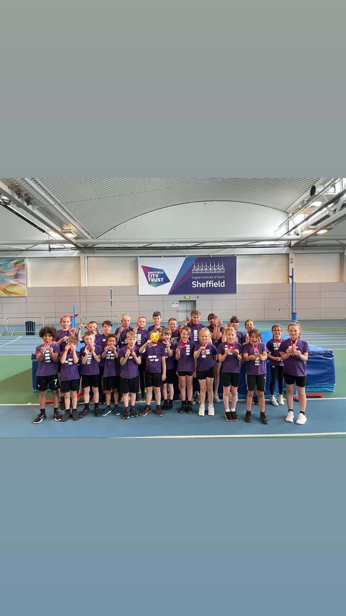 OJA_Brumby's tweet photo. A huge well done to all the children who competed at the English Institute of Sport in Sheffield. We came 3rd!!! Mr Jacob could not be more proud of our incredible team effort 🥉🙌#OPAPE #Athletics https://t.co/5eFYvnldPl