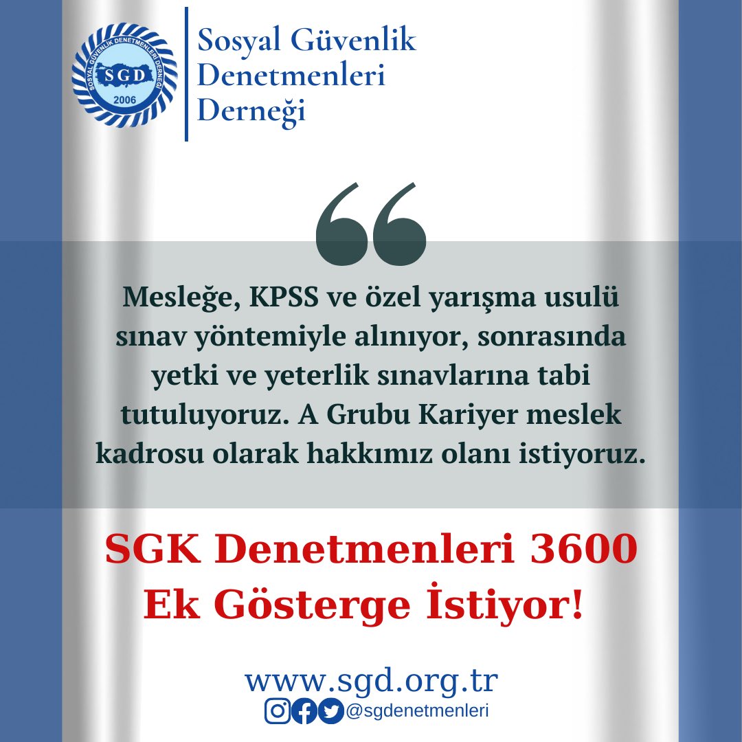 Sosyal Güvenlik Denetmenleri Hakkı Olanı İstiyor!

<a href="/tcbestepe/">T.C. Cumhurbaşkanlığı</a> 
<a href="/TBMMresmi/">TBMM</a> 
<a href="/csgbakanligi/">T.C. Çalışma ve Sosyal Güvenlik Bakanlığı</a> 
<a href="/sgksosyalmedya/">SGK</a> 
<a href="/RTErdogan/">Recep Tayyip Erdoğan</a> 
<a href="/vedatbilgn/">Vedat Bilgin</a> 
<a href="/cceylan58/">cevdet ceylan</a> 
<a href="/_cevdetyilmaz/">Cevdet Yılmaz</a> 

#SGKDenetmenleri3600İstiyor 
#SosyalGüvenlikDenetmenleri