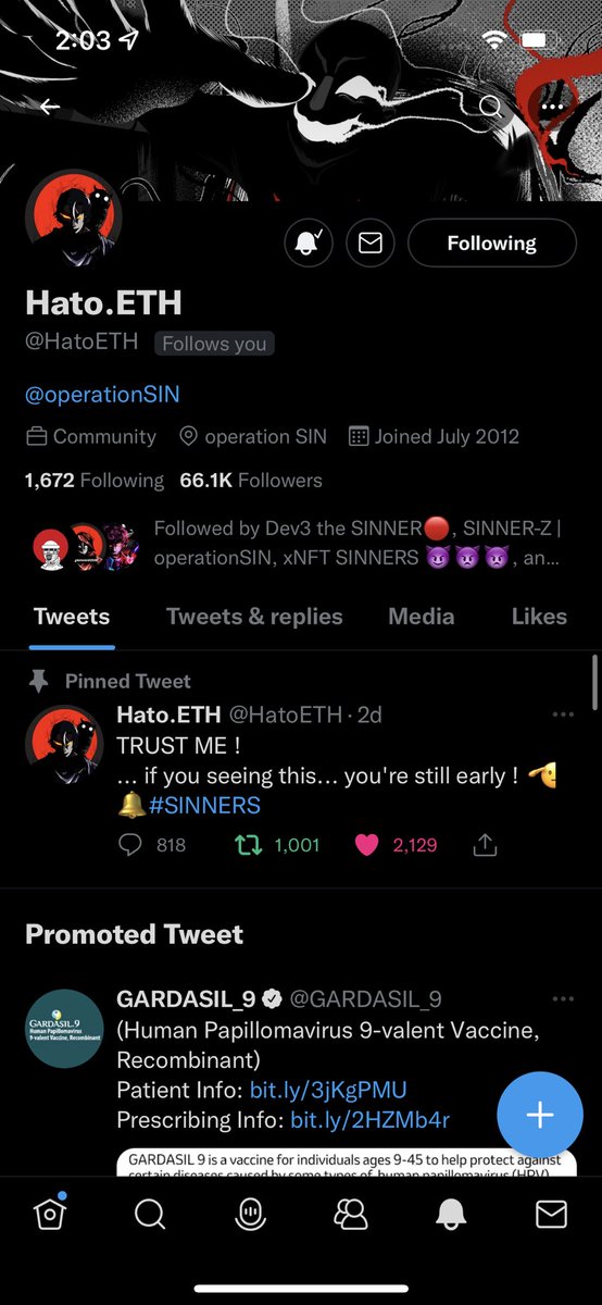 __ImTaylor's tweet photo. FINALLY @HatoETH THE BEAST, THE RAVEN, THE OWLβ¦. FOLLOWED ME π₯π₯π₯π₯π₯ #WeAreSINNERS #SINNERSsupportSINNERS #SinnersSINTogether #SinWithUS https://t.co/aN6A6MC232