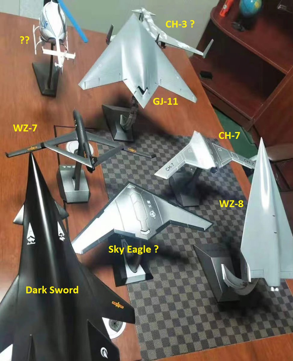 Interesting collection of Chinese UAV &amp; UCAV models ...

Any correction appreciated! 😉

(Image via @柳成梁/FB)