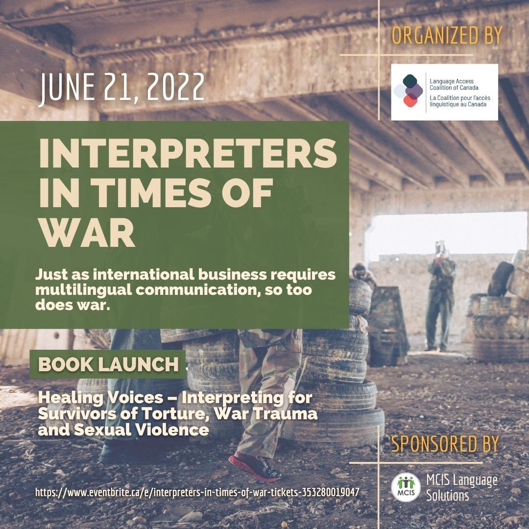 MCISLanguages's tweet photo. On 21 June, MCIS will be sponsoring a virtual panel Interpreters in Times of War to feature war #interpreter stories, and discuss the challenges war interpreters have faced and the importance of staying connected to one another in times of crisis.

RSVP: https://t.co/sNPwLTwypO https://t.co/ryJ0JX4akL