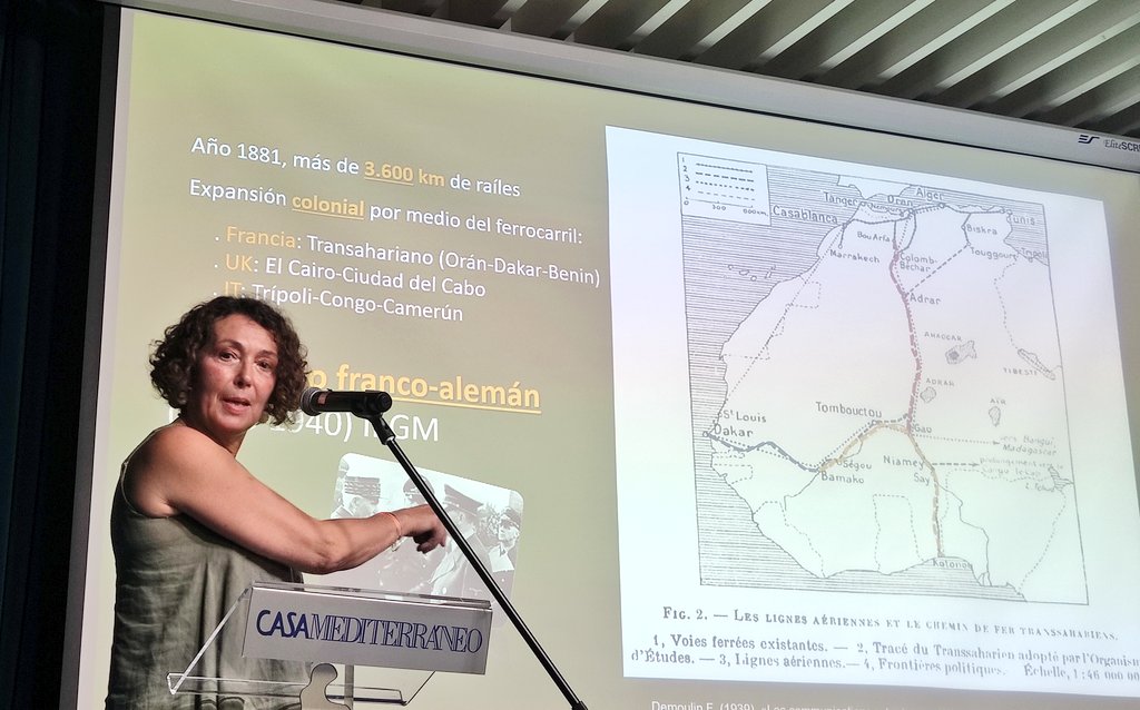 ArchivoUA's tweet photo. La última charla de hoy en las jornadas del Exilio Republicano de @csmediterraneo es a cargo de la profesora de la @UA_Universidad Carmen Ródenas  sobre su exposición fotográfica Chamins de Fer Chamins de sable: los españoles del #transahariano 
@SE_MemoDemo https://t.co/ZoShXoGS3r