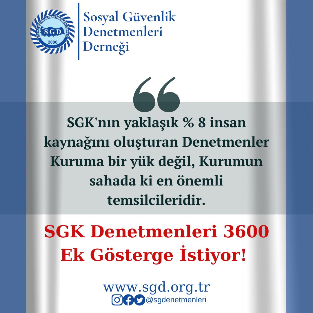 Sosyal Güvenlik Denetmenleri Adalet İstiyor!

<a href="/tcbestepe/">T.C. Cumhurbaşkanlığı</a> 
<a href="/TBMMresmi/">TBMM</a> 
<a href="/csgbakanligi/">T.C. Çalışma ve Sosyal Güvenlik Bakanlığı</a> 
<a href="/sgksosyalmedya/">SGK</a> 
<a href="/RTErdogan/">Recep Tayyip Erdoğan</a> 
<a href="/vedatbilgn/">Vedat Bilgin</a> 
<a href="/cceylan58/">cevdet ceylan</a> 
<a href="/_cevdetyilmaz/">Cevdet Yılmaz</a> 

#SGKDenetmenleri3600İstiyor 
#SosyalGüvenlikDenetmenleri