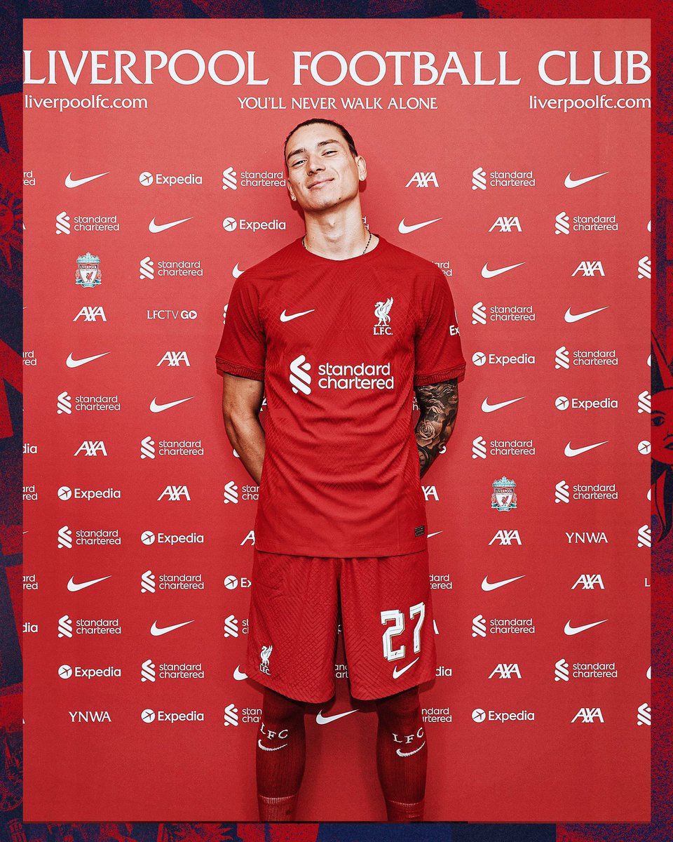 RussiaLFC's tweet photo. ОФИЦИАЛЬНО: Дарвин Нуньес — игрок «Ливерпуля».

Уругвайский нападающий будет выступать под №27.

#DarwinDay https://t.co/nANYJYSmMk