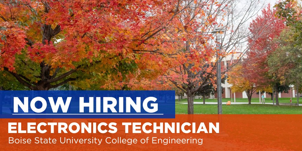 Boise State is seeking an Electronics Technician for the College of Engineering. This position will maintain, repair, and develop research laboratory equipment and electronics. <a href="/BoiseStateCOEN/">Boise State College of Engineering</a> 

#ApplyNow: buff.ly/3O9jm20