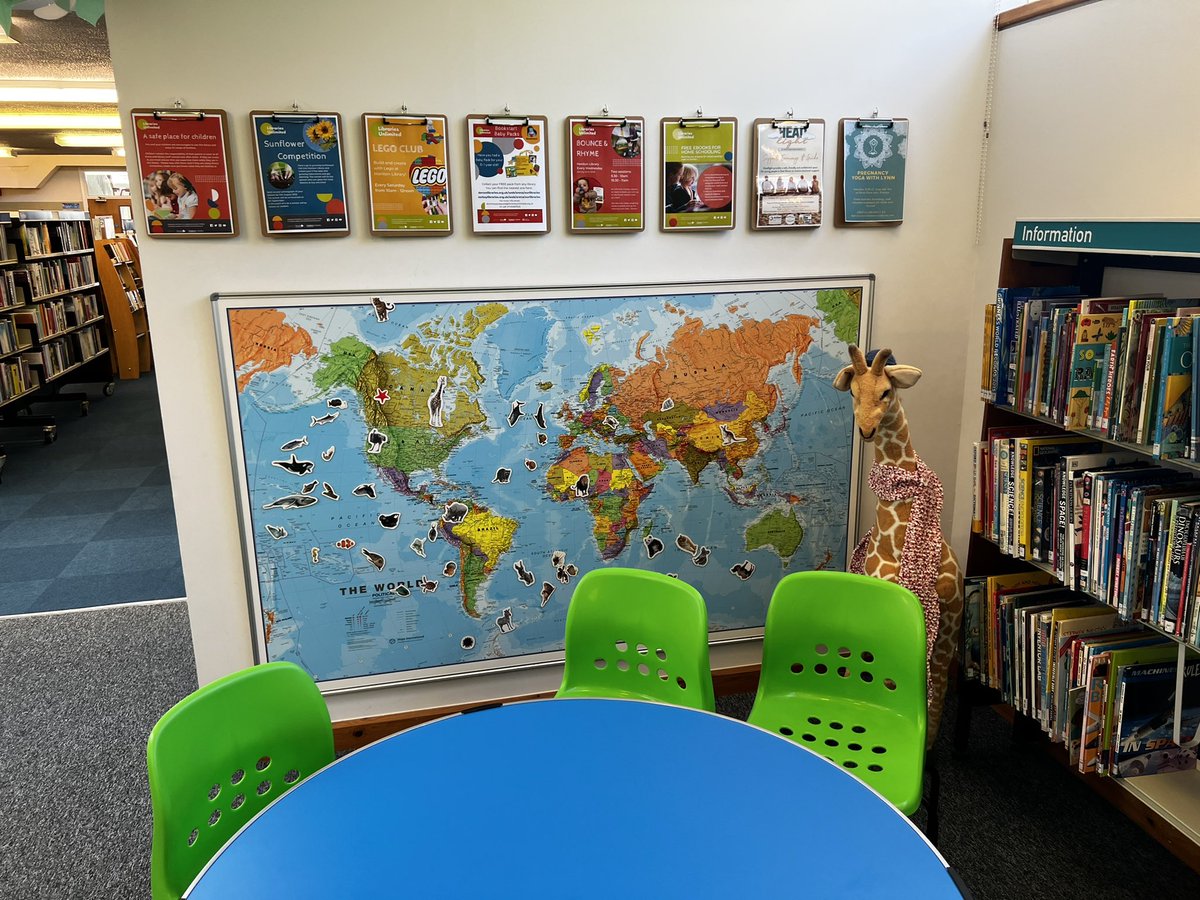 JackTStafford's tweet image. Another #LibraryBingo off the list. Lovely afternoon at @HonitonLibrary, a really bright and open space in the sunshine, and particularly loved the magnetic map and leafy canopy in the children’s library. Great to hear about all the summer activity plans too #LoveLibraries