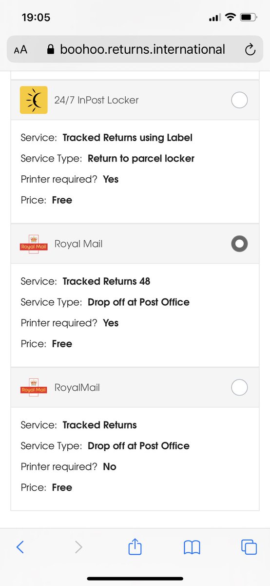 Loubymg's tweet photo. @boohoo which option do I choose to print my label at the post office? Printer required yes or printer required no? I’m #confused https://t.co/4l4D2zCpsY