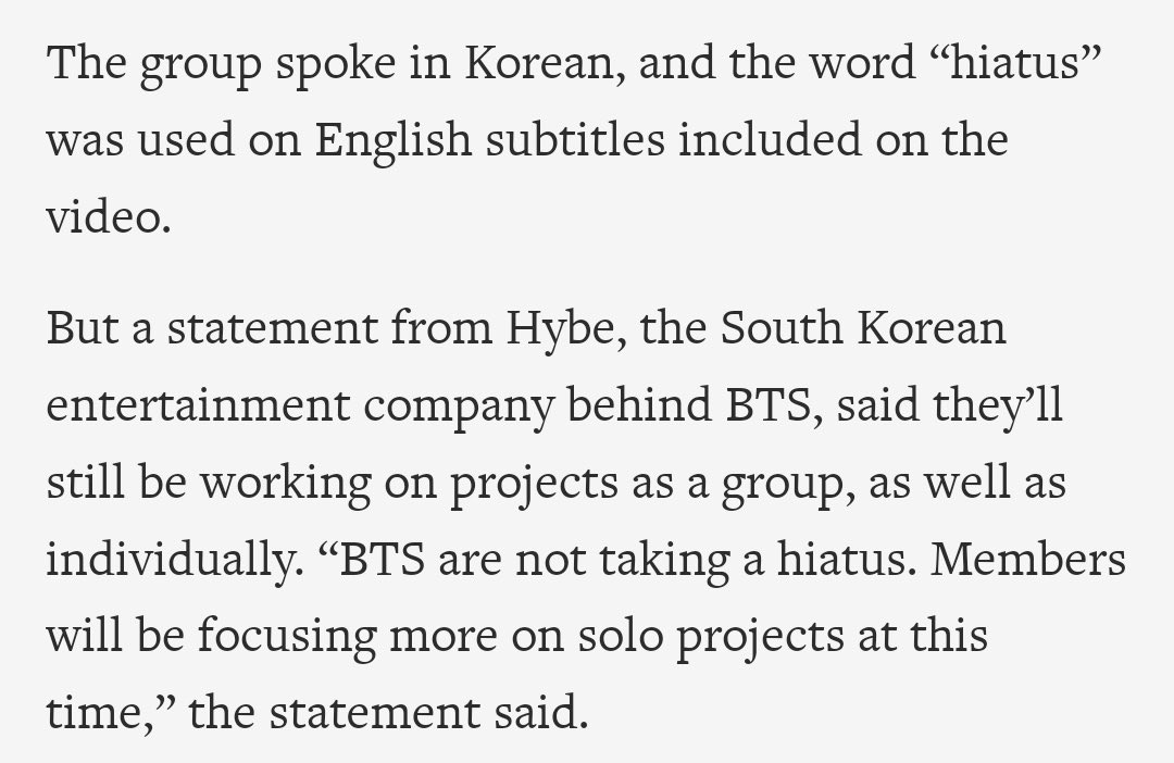 BTS will still be active as a group, but the main priority is solo projects! There is NO hiatus.