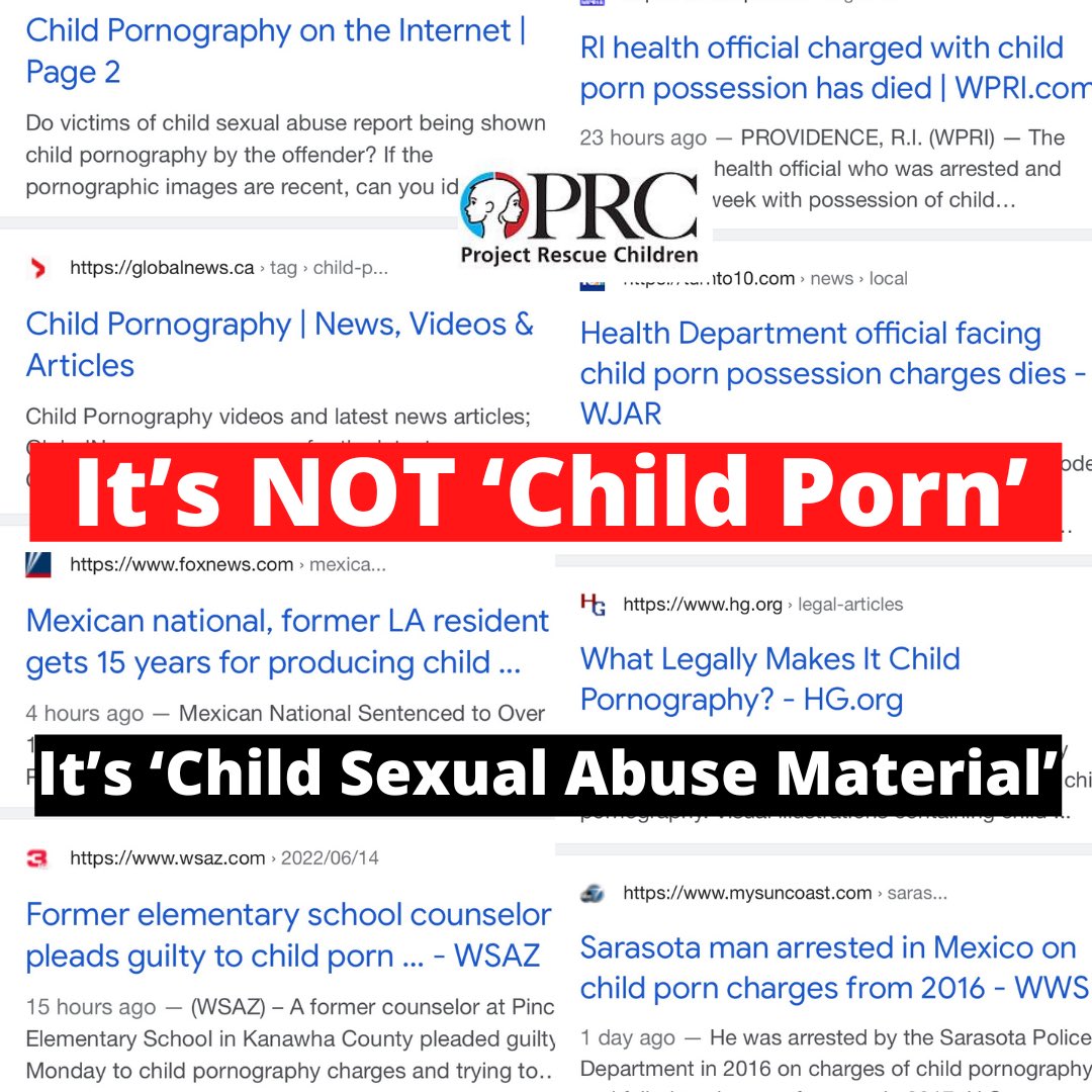 Project Rescue Children on X: Correct those using Child Porn. Theres no  such thing. Correct terminology matters. Its Child Sexual Abuse Material  t.coTYvXtiiFEE t.coMUUHqcbsMa  X