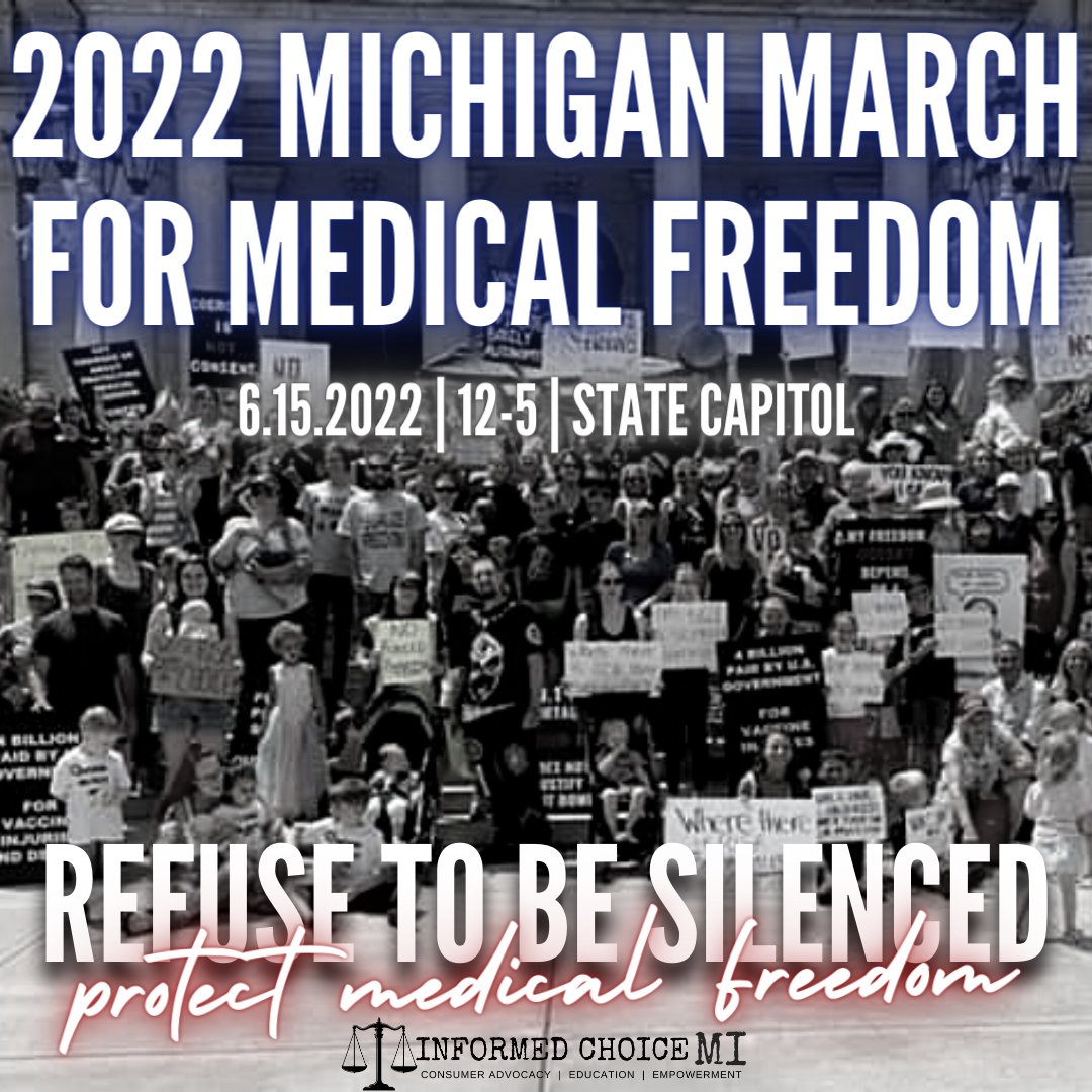 InformedMI's tweet photo. You won't want to miss this year's #MichiganMarchForMedicalFreedom event!

It is past time #WeThePeople #StandUp and #BeBrave! https://t.co/oceKI3ClTe