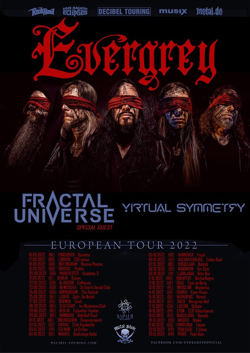 EVERGREYSWEDEN's tweet photo. Tickets for our European tour are going FAST! 😊🙏 Remember we’re touring on 2 albums! Get yours! @FractalUni @virtualsymmetry @NapalmRecords @MetalBlade @rockhardmag #eclipsed #decibeltouring #musix #metalde https://t.co/CvH5m7ubLV