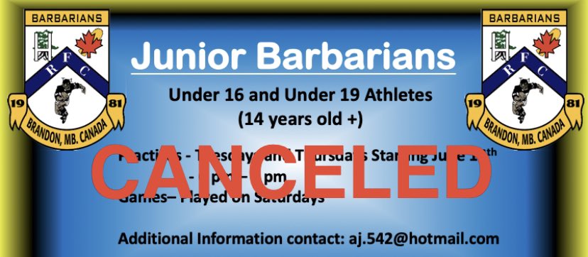 HEY ALL, due to the weather all practises are canceled tonight including juniors! Please get the word out to all players to let them know!