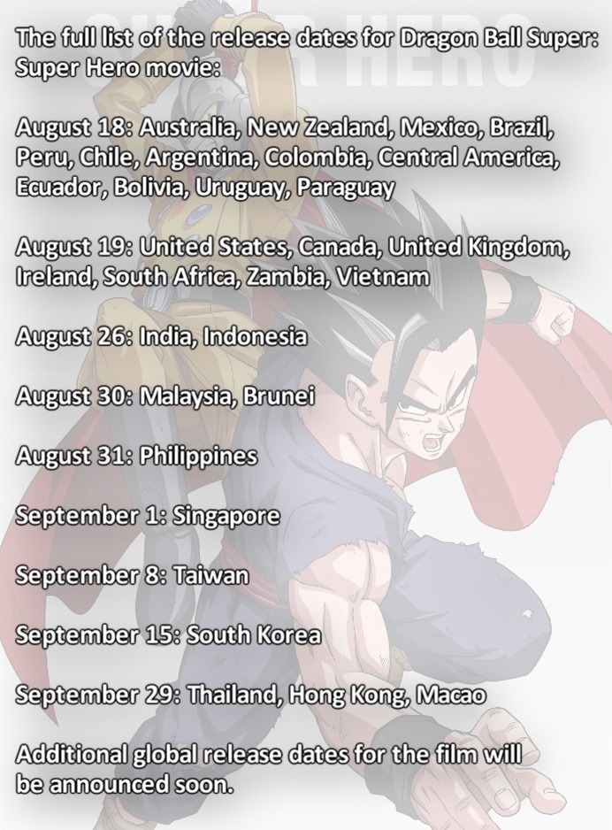 Kame Style Al Twitter The Full List Of Release Dates For Dragon Ball Super Super Hero Movie More Info T Co Wjd1lrez8r T Co Zguroc8exo Twitter