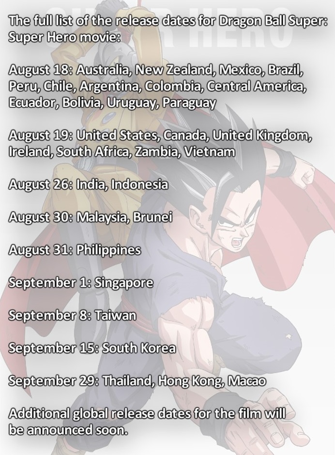 Crunchyroll 'Dragon Ball Super: Super Hero' Worldwide Release Dates