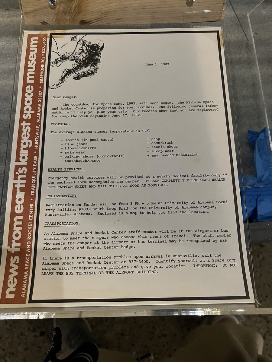 In celebration of <a href="/SpaceCampUSA/">SpaceCampUSA</a> turning 40, here's a letter sent to campers to help them prep for their week at camp.