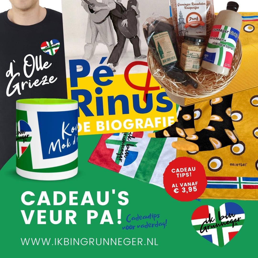 Cadeau's veur Pa! 🧔‍♂️👴 De leukste #vaderdag cadeau's vind je natuurlijk bij jouw Groninger webshop ikbingrunneger.nl, van mokken, handdoeken, truien, Pé en Rinus biografie, bierpakketten en nog veel meer!