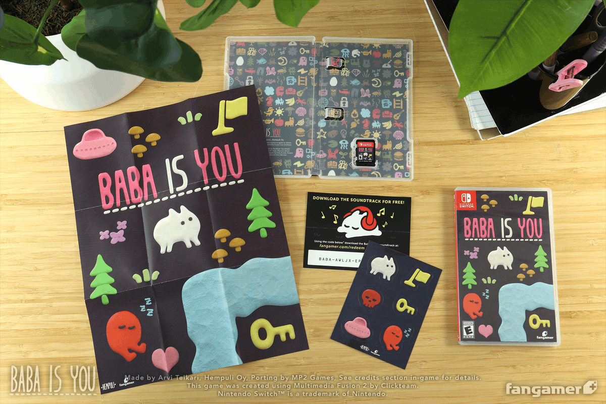 Fangamer's tweet photo. Baba Is You for Nintendo Switch launches today! It's shipping now: https://t.co/HMSWF7bLGb

(It's also available at Best Buy, Target, and GameStop in the US.) https://t.co/f5QZd7fNYE