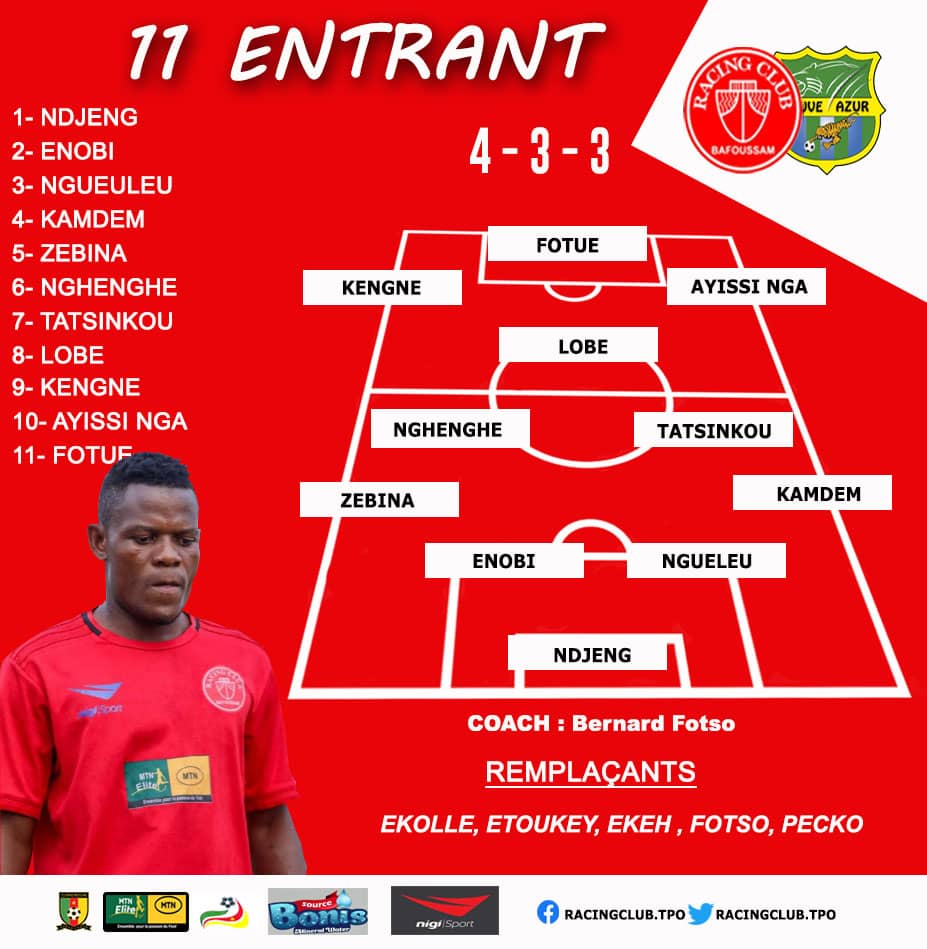 RACING_TPO's tweet photo. ⭐️ @MTNCameroon 𝐓𝐄𝐀𝐌 𝐍𝐄𝐖𝐒 ⭐️
Our line-up against Fauve Azur Fc officiel this afternoon 👊🏿
#RACFA #MTNEliteOne2022 https://t.co/jqn2hmSgbi