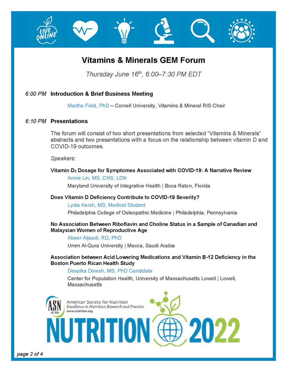 ASN_VM_RIS's tweet photo. @nutritionorg The Vitamins &amp; Minerals GEM Forum! https://t.co/USVGLRxmRv